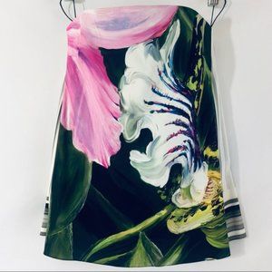 Peter Pilotto "Elettra" Printed Stretch-Silk Floral Strapless Corset Top, Size 2